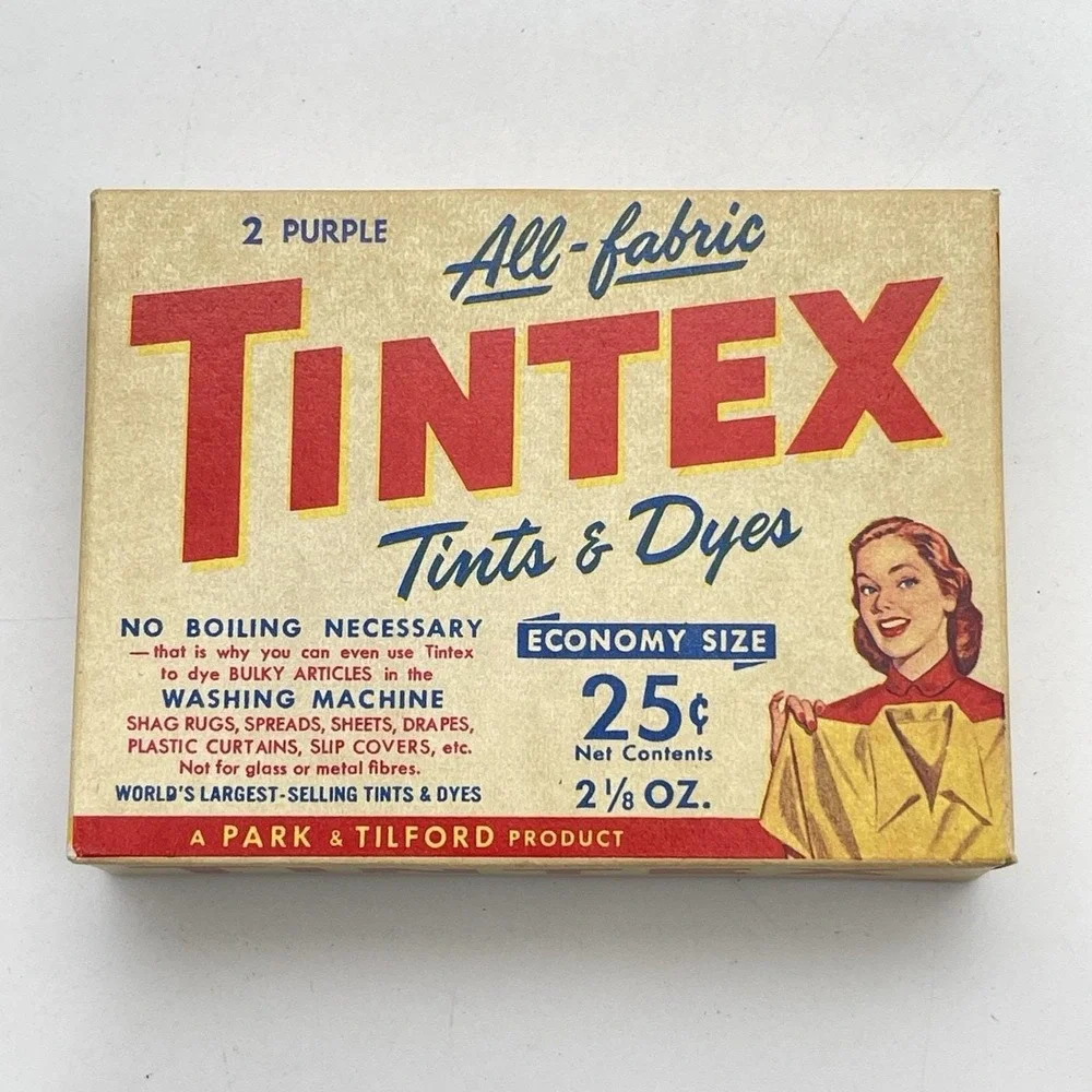 Vintage 1940s Tintex All Fabric Dye 2 Purple Economy‎ Size NOS Unopened